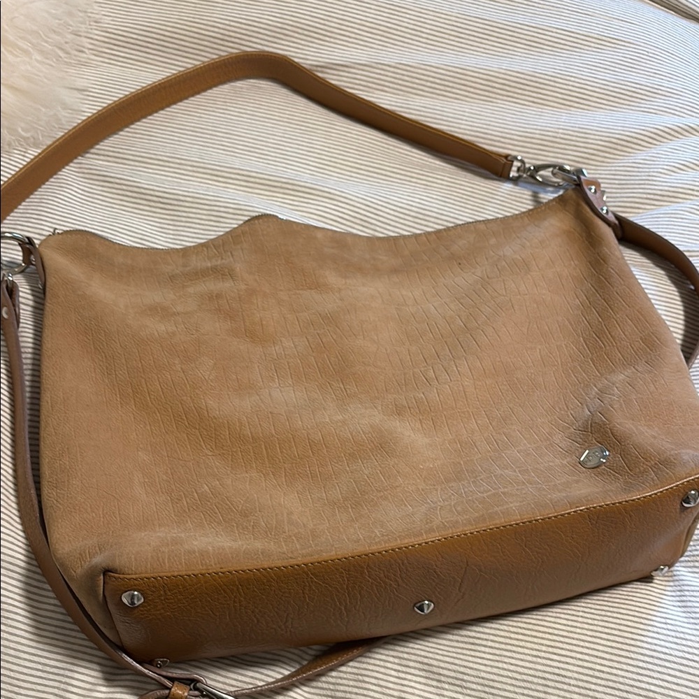 Tan Leather Shoulder Bag by Poppy Barley